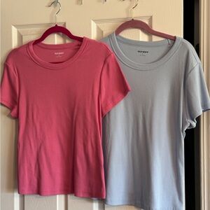 Set of 2 Old Navy Pink and Light Blue Ribbed T-Shirts, NWOT